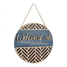 Placca 3D con Cartello di Benvenuto da Appendere per la Decorazione Della Parete Della Porta D'Ingresso, Divertente Appendiabiti nel Legno di