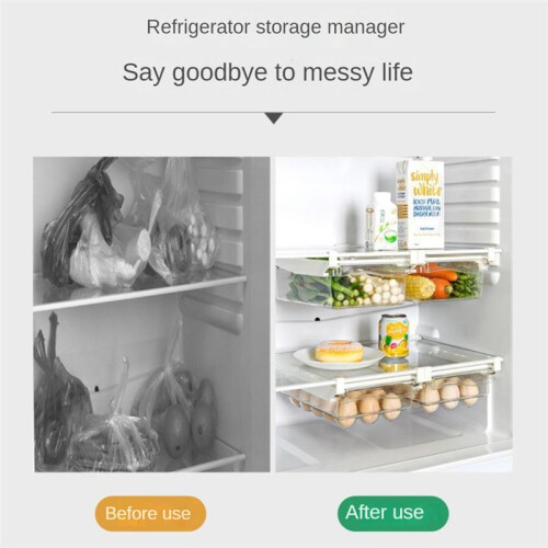 Fridge Organizer Egg Refrigerator Storage Rack Under-Shelf Refrigerator Drawer Box Fresh-Keeping Kitchen Organizer A 2