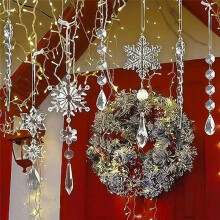 10Pcs Acrylic Fake-Icicles Christmas Snowflake Pendants Xmas Tree Icicle Hanging Ornaments Christmas-Decoration Set
