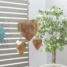 Cloche DéCorative en Forme de Coeur en MéTal 3D avec Corde de Suspension Cloche en MéTal en Laiton Vieilli