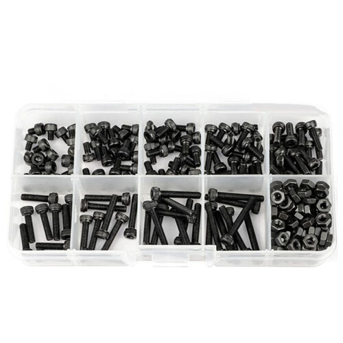 M3 Hex Socket Screw Set Round Cap  Screws DIN912 Bolts Nuts Assortment Kit Black 12.9 Grade