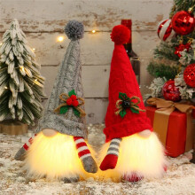 Kabouterpop met LED-Licht Vrolijk Kerstdecor voor Thuis Kerstornament Kerst Navidad Natal Geschenken Nieuwjaar -Rood