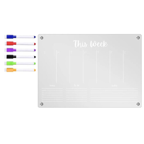 Planner Weekly Clear Magnetic Calendar Board Weekly Plan Notepad Magnetic Refrigerator Sticker, L-WEEK