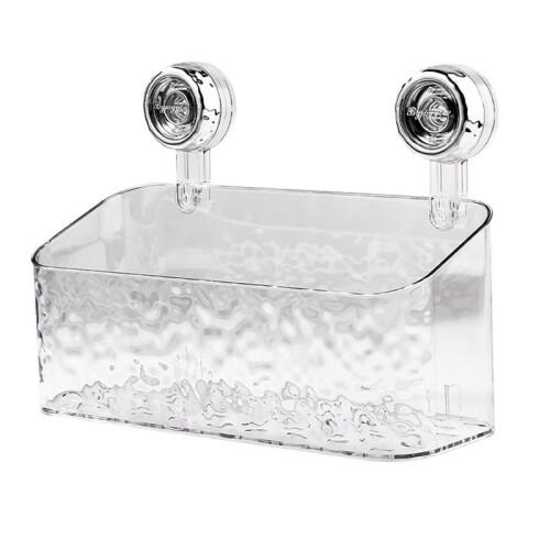 1PCS Rotating Suction Cup Storage Rack Bathroom Non Perforated Wall Mounted Organizing and Storage Box Transparent,L