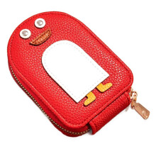 Porta Carte di Credito In PU Carino Pinguini, Portafoglio Pinguini Carino, Porta Carte di Credito da Donna con 11 Slot per Carte Rosso