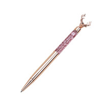Reindeer Shape Ballpoint Pen With Metal Clip, Golden Ink, Kids Stationery Pack Of 1