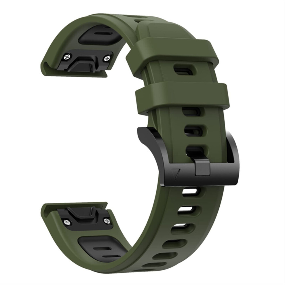 Army Silicone 22Mm Quick Release Durable Replacement Watch Band For Garmin Fenix 7X Black 9174973165415