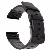Watch Band Leather Sport Strap Quick Release Compatible with Garmin Fenix 6X 5X 3HR Approach S62 26mm 22mm 20mm Black