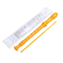 Gele Sopraanblokfluit met 8 Gaten en Schoonmaakstaafje, C-Sleutelblokfluit in Duitse Stijl voor Kinderen, Beginnende Studenten