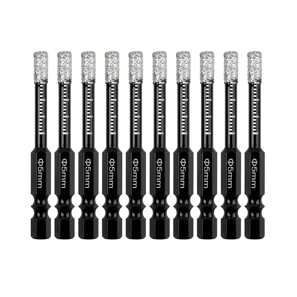 10Pcs Dry Diamond Drill Bits Set,3/16In Hex Shanktile Core Drill Bit For Tile Ceramic Granitemarble Stone Hard Materials 6031075305206