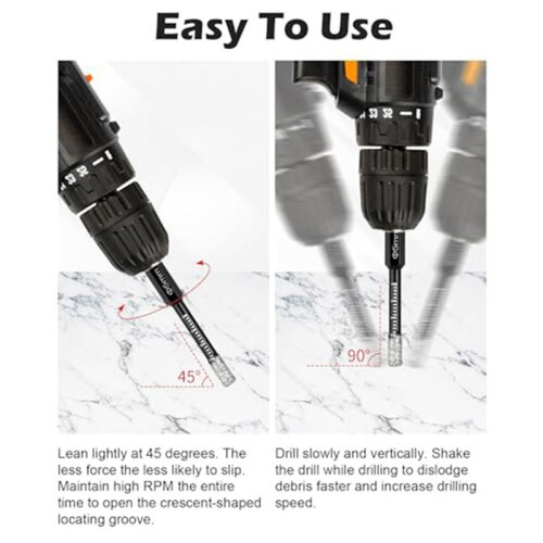 10Pcs Dry Diamond Drill Bits Set,3/16In Hex ShankTile Core Drill Bit for Tile Ceramic GraniteMarble Stone Hard Materials 2