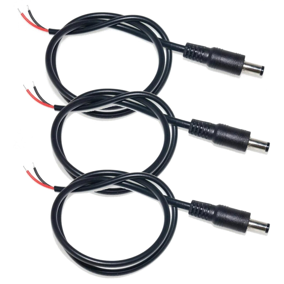 3 Pack 1M Dc Power Extension Cable 22Awg 5.5Mm X 2.1Mm Male Pigtail For Cctv Camera 9174973165682