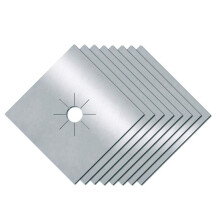 8-Pack Branderhoezen Drievoudige Dikte 0,2 Mm, Vierkante Kachelbrandervoering, Zilveren Kookplaathoezen