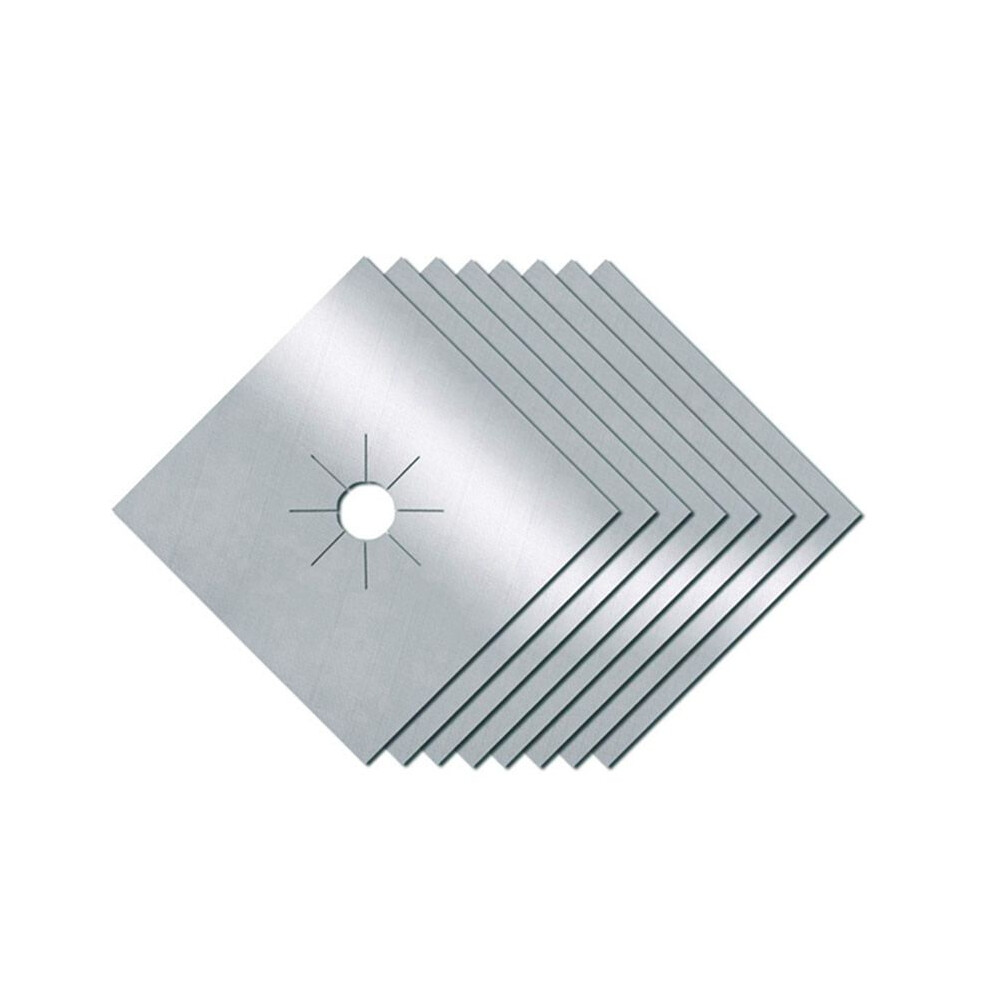 8 Pack Stove Burner Covers Triple Thickness 0.2Mm, Square Stove Burner Liner Cover Stovetop Covers Silver 6031602007160
