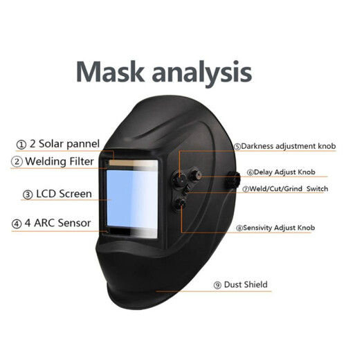 4 Sensor Welding Helmet Auto Protective Lens Helmets Auto Darkening Adjustable Range Electric  Mask 2