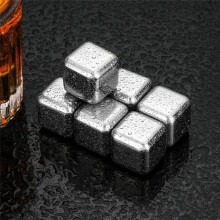 6Pcs Stainless Steel Ice-Cubes Set Reusable Chilling Stones for Whiskey Wine Cooling Chilling Rock Bar Tool