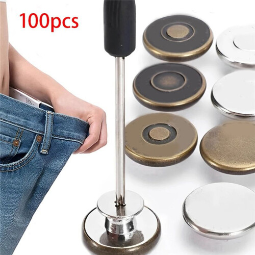 100 Pack Jeans Button Replacement 17mm Removable Jeans Button Accessories 1
