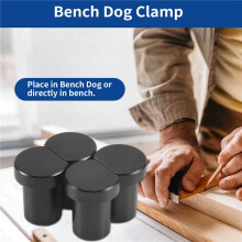 4Pcs Aluminum Alloy Bench Dog Clamp for T-Track Woodworking Workbench Positioning Planer Plug Fits 20mm Dog Hole (Black)