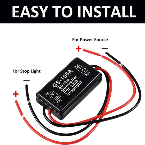 GS-100A Brake Light Flasher Module,  12-24V 2A 24W High Brake Controller Tail Lamp Safety Prompt Controller 4Pcs 2