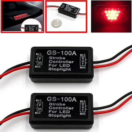 GS-100A Brake Light Flasher Module,  12-24V 2A 24W High Brake Controller Tail Lamp Safety Prompt Controller 4Pcs 2