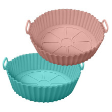 Air Fryer Silicone Pot, 2Pcs Air Fryer Silicone Liners Round Air Fryer Basket Accessories, Fits 3QT - 5QT Air Fryer
