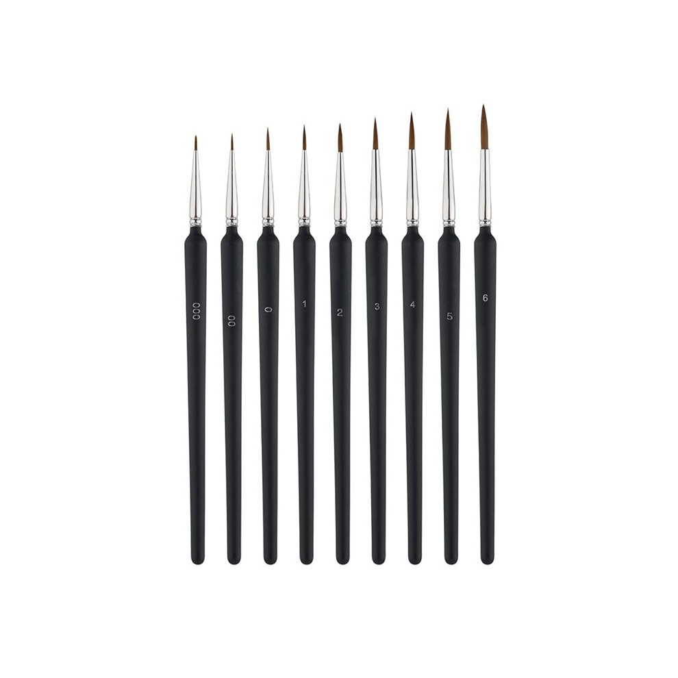9Pcs Fine Detail Paint Brush, Miniature Detail Paint Brushes With 9 Sizes For Watercolor Painting Acrylic Drawing 6033193088795
