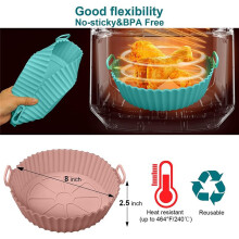 Vaso Silicone per Friggitrice Ad Aria, 2 Pezzi Fodere in Silicone per Friggitrice Ad Aria Accessori Cestello Friggitrice Ad Aria Rotondi, Adatto per