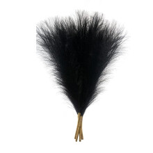 Faux Pampas Grass,18In/45Cm Artificial Pampas Grass Fluffy 5 Stem Pompous Grass Flower Arrangement for Boho Home(Black)