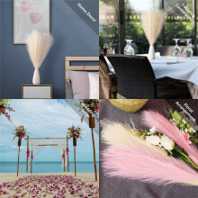 Faux Pampas Gras,18 Inch / 45Cm Kunstmatige Pampas Gras Fluffy 5 Stengel Pompeus Gras Bloemstuk voor Boho Home(Zwart)