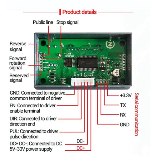 ZK-SMC01 Stepper Motor Driver and Controller  5-30V Reverse Pulse Speed Control Board Programmable PLC Serial 2