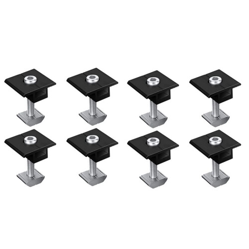 8 Pack Centre Clamp 30mm Black T-Shaped Centre Clamp Photovoltaic Adjustable Solar Panel Centre Clamp for Solar Panel