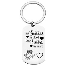 For Women Teen Girls Sister Keychain Friendship Gifts for Birthday Gifts-Not By Blood But By Heart