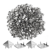 1000 Pieces 10mm Silver Studs for Clothing Four-Jaw Square Spikes for Crafts Punk Metal Spike Studs for Leather Jacket
