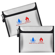 2-Pack Brandsäker och Vattentät Dokumentväska - 23 X 18 cm Stor Säker Väska för Dokument, Kontanter, Filer med Dragkedja