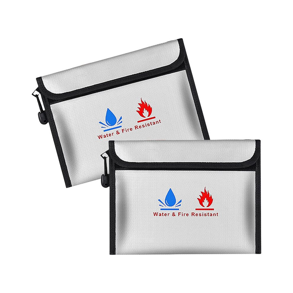 2-Pack Fireproof And Waterproof Document Bag - 9" X 7" Large Safe Bag For Documents, Cash, Files With Zipper 6032483766153