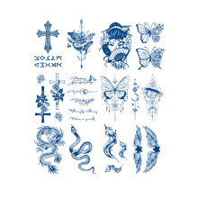 12 Stück wasserdichte temporäre Tattoos, 11x18cm Körperkunst-Aufkleber