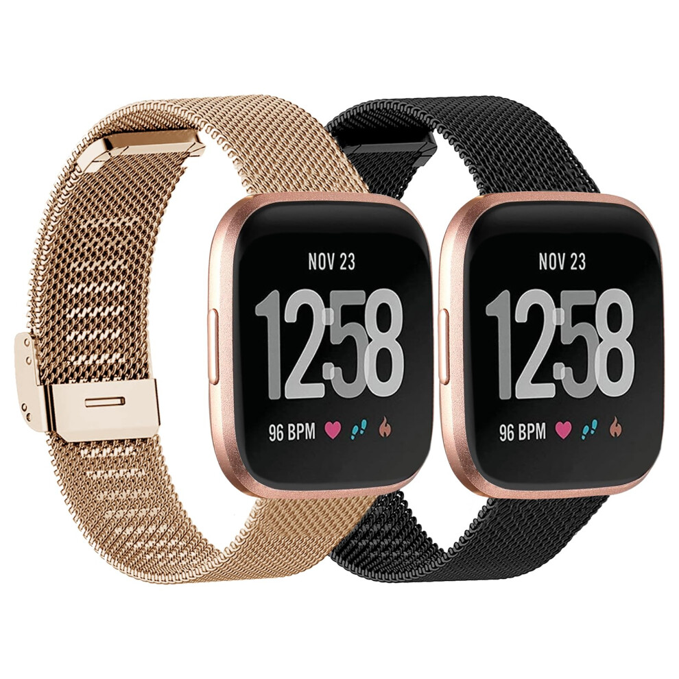 Stainless Steel Bands 2 Pack, Adjustable Metal Straps For Fitbit Versa 2, Versa Lite And Se 9053599541417
