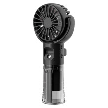Portable Handheld Fan with Misting Cooling, USB Rechargeable, 4 Speed Air Control for Travel Beach Black
