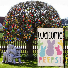 Welcome Easter Garden Flag Double Sided Vertical Bunny Banners Spring Yard Outdoor Farmhouse Decoration