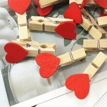 Heart Love Wooden Clothes Photo Paper Peg Pin  Clothespin Postcard Clips Home Wedding Valentine's Day Decorati