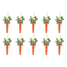 10PCS Wooden Easter Carrot Hanging Ornament DIY Wreath Pendants Beads Happy Easter Party Home Table Decoration Supplies