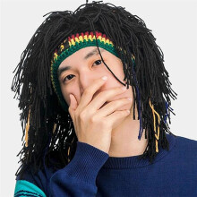 A Wig Beanie Men'S Caps Hip Hop Cap Handmade Crochet Winter Warm Hat Gorro Halloween Xmas Birthday Gifts Funny Party Wig