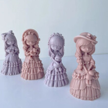 A Girl Candle Silicone Mold Cute Little Princess Doll Plaster Resin Soap Candle Making Kit Wedding Decor Handmade Gift