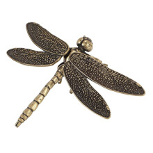 Brass Dragonfly Casting Animal Figurine Retro Style Metal Sculpture Home Desktop Decoration
