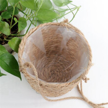 Fioriera Sospesa da Giardino Macrame Cesto Portaoggetti per Piante Corda di Iuta Intrecciata Portavaso per Fiori per Interni Ed Esterni Colore