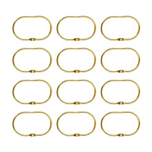 12 Pièces Anneaux de Crochet de Rideau de Douche Ouverts Ovales Suspendus pour Crochets de Tringle en Métal Salle de Bain Or