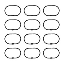 12 Pcs Open Shower Curtain Hook Rings Oval Hanging for Rod Hooks Metal Bathroom Black