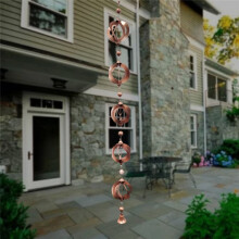 Rain Chain Circular Wind Chime Rain Chain for Gutter Decorative Rainwater Collection Chain with Bells
