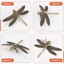 Brass Dragonfly Casting Animal Figurine Retro Style Metal Sculpture Home Desktop Decoration