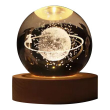 Alla Hjärtans Dag Present Crystal Lampa 3D Planet Moon Lamp USB LED Night Light,F